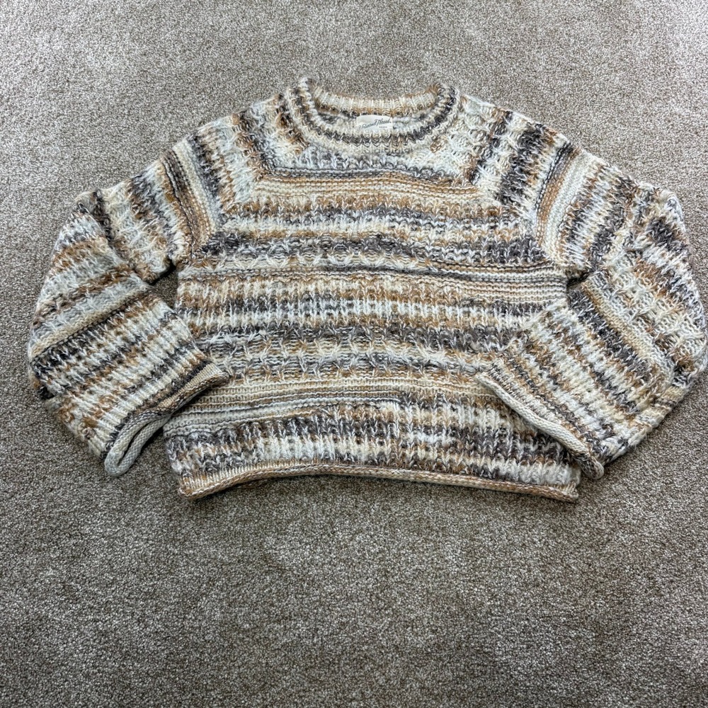 Universal Thread Goods Co Womens Medium Striped Textured Knit Crew Neck Sweater